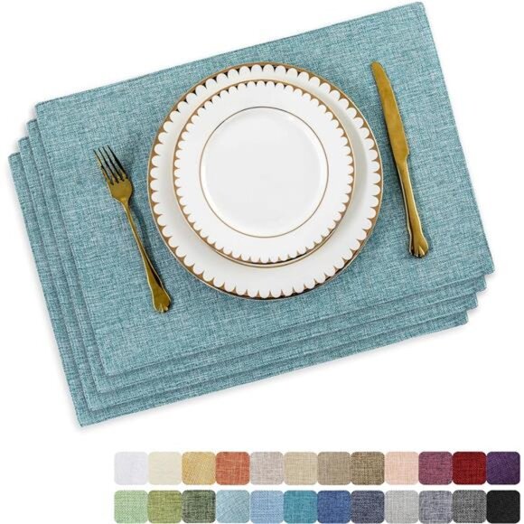 Cloth Placemats Set of 4 for Holiday Dinner Linen Placemat Heat Resistant - Picture 1 of 7